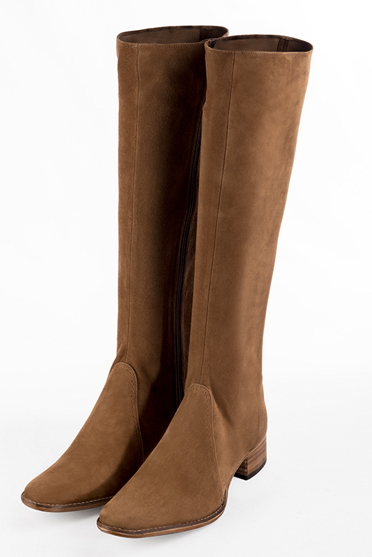 Camel beige women's elegant sneakers. Round toe. Low leather soles. Front view - Florence KOOIJMAN